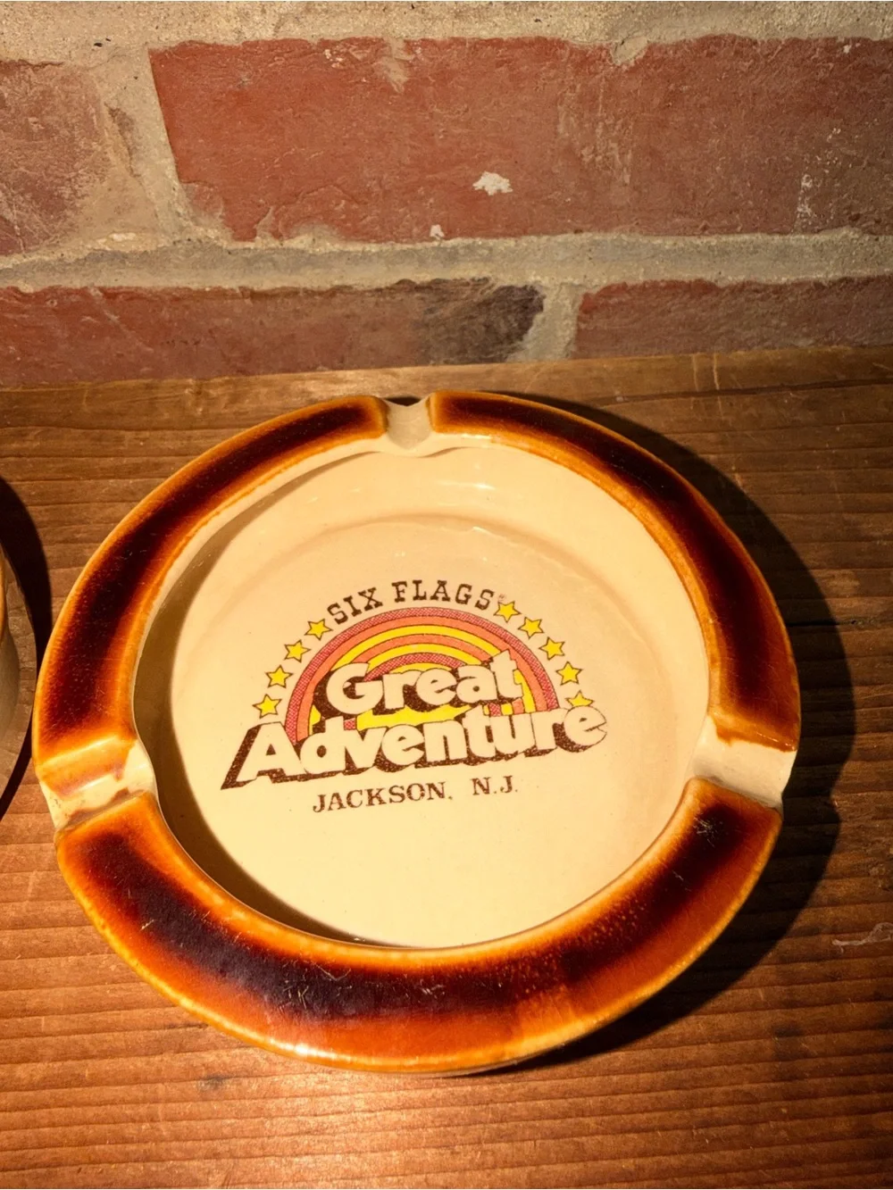 Six Flags Great Adventure Ceramic Ashtrays - Vintage Logo Limited 80s 90s Retro